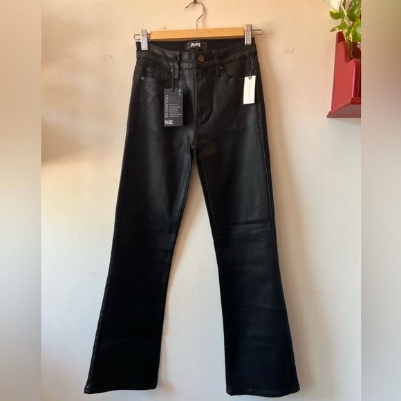 Paige Claudine Luxe Coating Black Jeans 23 BNWT - Picture 1 of 9